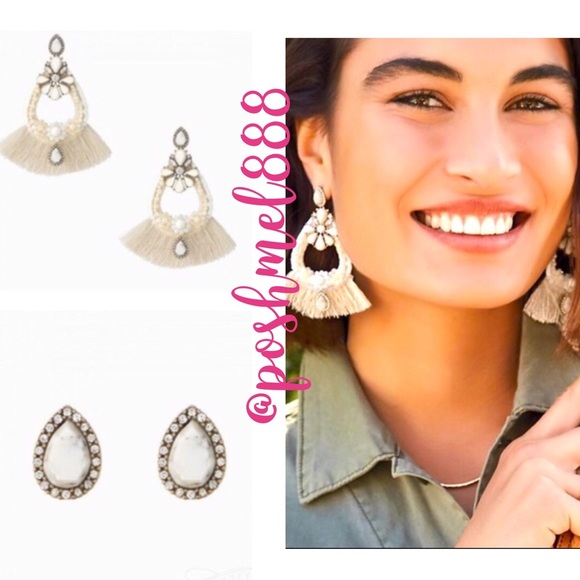 Stella & Dot | Versatile Vintage Gold & Crystal 2-in-1 Audrey StatementE… - Picture 1 of 11